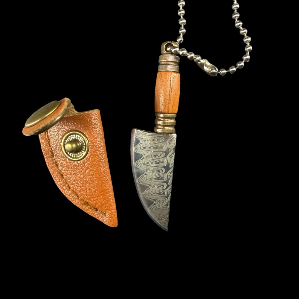 Leather Sheath Key Holder with Knife Pendant
